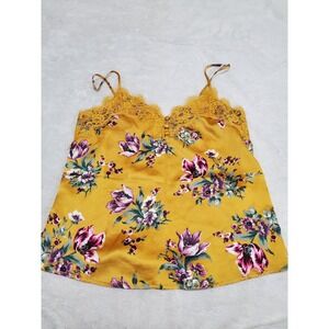 Abercrombie & Fitch Yellow Floral Spaghetti Strap Top Small Casual Cottage Boho